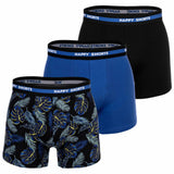 Happy Shorts Herren Boxer Shorts, 3er Pack - Retro Jersey, Logobund