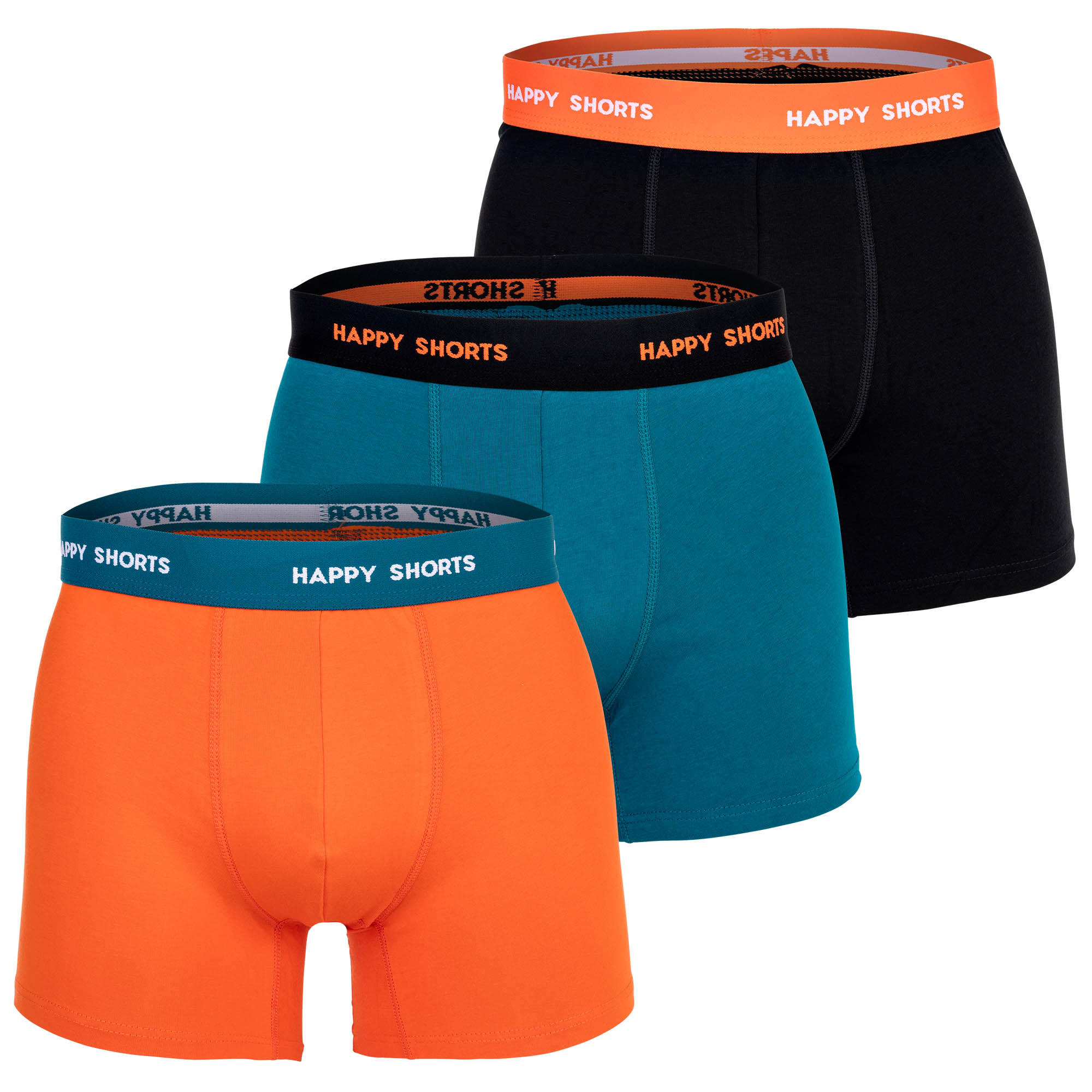 Happy Shorts Herren Boxer Shorts, 3er Pack - Retro Jersey, Logobund