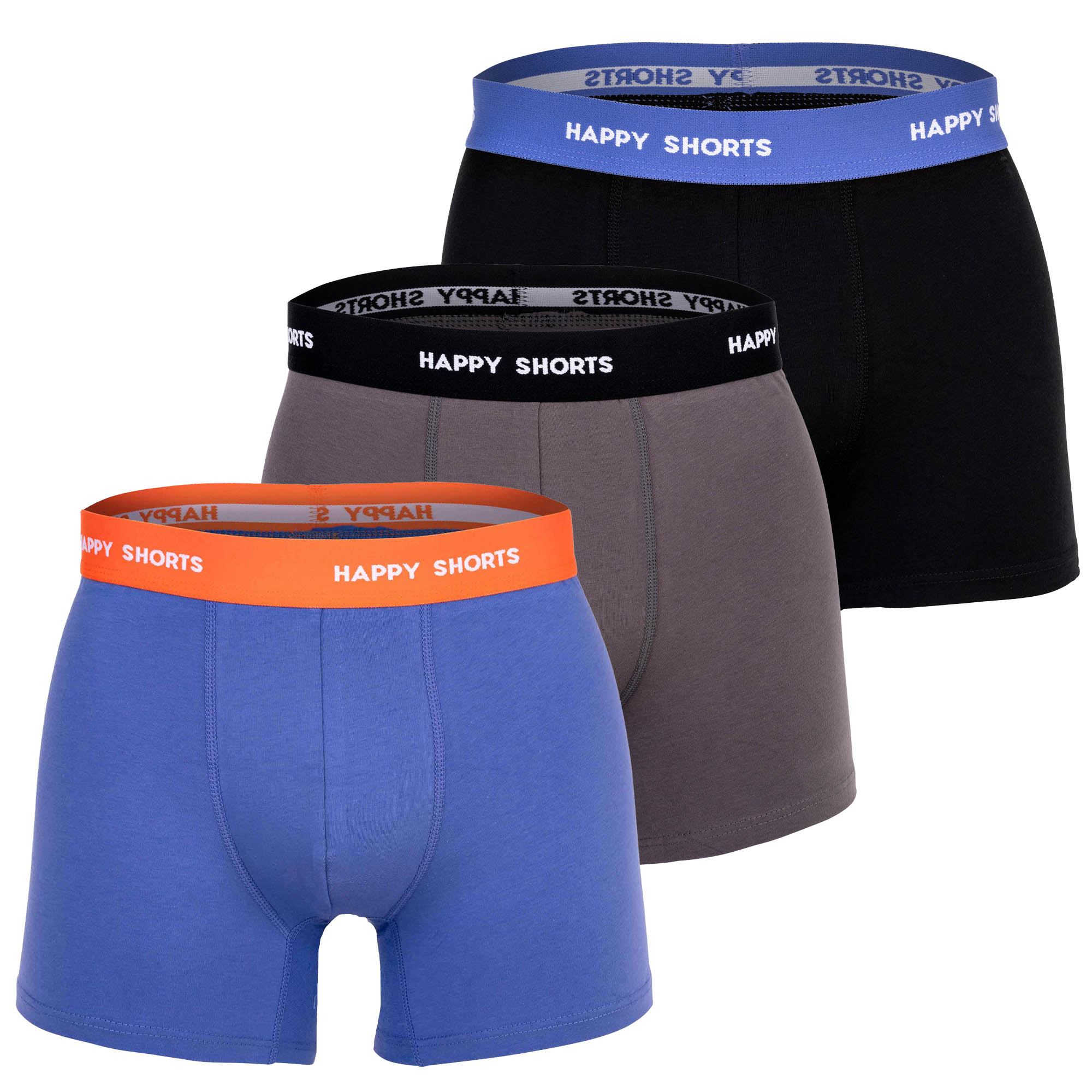 Happy Shorts Herren Boxer Shorts, 3er Pack - Retro Jersey, Logobund