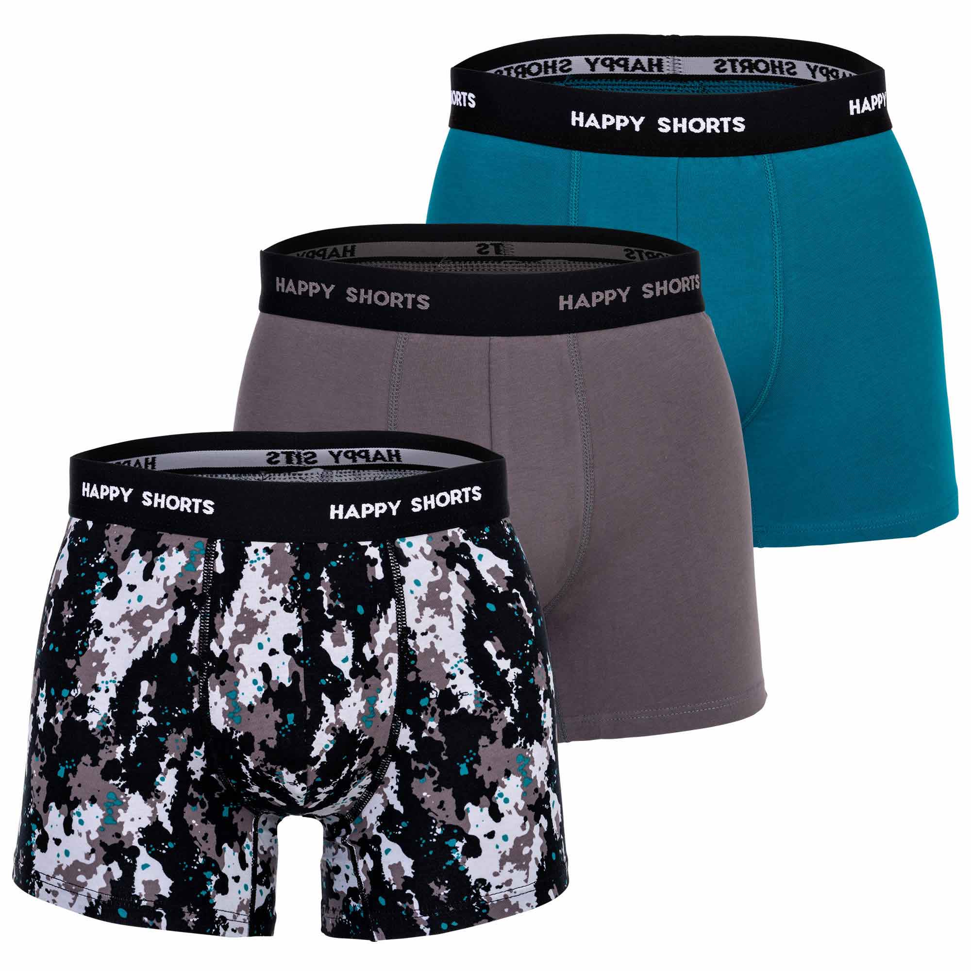 Happy Shorts Men's Boxer Shorts, 3-Pack - Retro Jersey, Logo Waistband