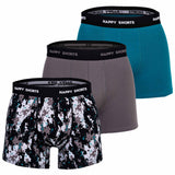 Happy Shorts Herren Boxer Shorts, 3er Pack - Retro Jersey, Logobund