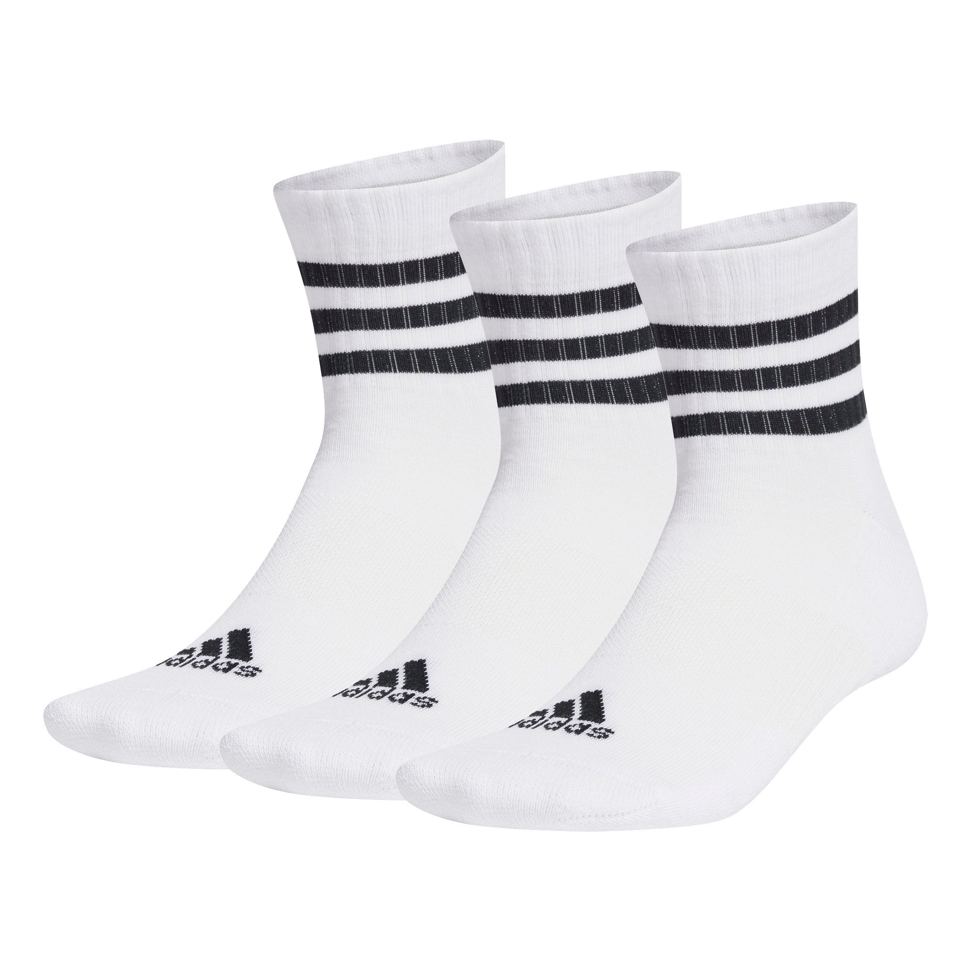 adidas Unisex Quarter Socks, 3-pack - 3-Stripes Cushioned Sportswear Mid-Cut Socks, logo, stripes, padded