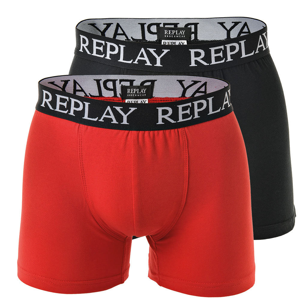 REPLAY Herren Boxer Shorts, 2er Pack - Trunks, Cotton Stretch