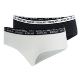 REPLAY women's panties, 2-pack - briefs, logo waistband, cotton blend