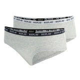REPLAY women's panties, 2-pack - briefs, logo waistband, cotton blend