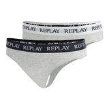 REPLAY Damen Strings, 2er Pack - String, Logobund, Baumwollmischung