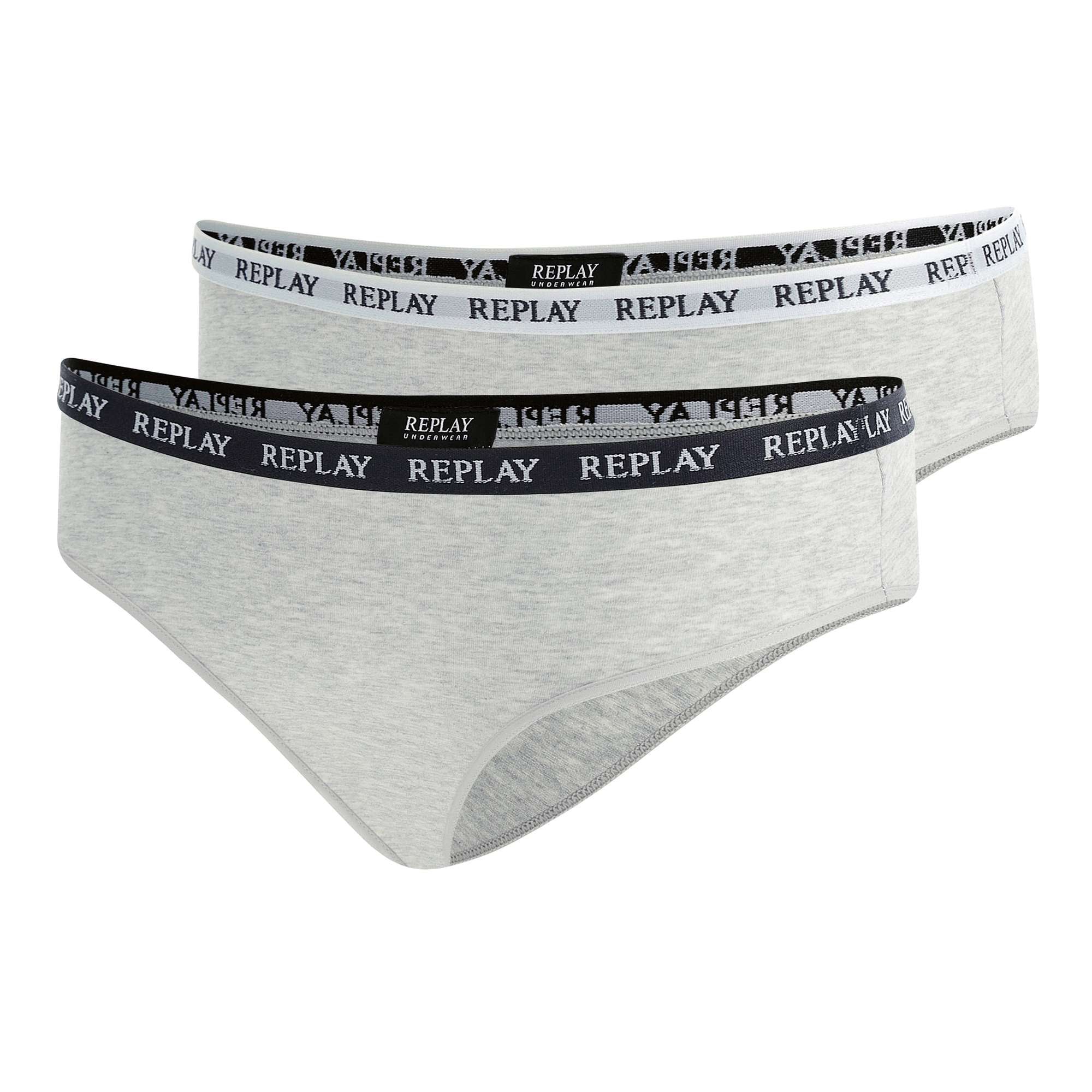 REPLAY Damen Slips, 2er Pack - Slip, Logobund, Baumwollmischung