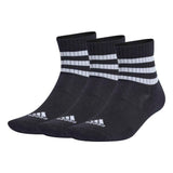 adidas Unisex Quartersocken, 3er Pack - 3-Stripes Cushioned Sportswear Mid-Cut Socks, Logo, Streifen, gepolstert