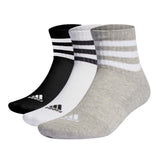 adidas Unisex Quartersocken, 3er Pack - 3-Stripes Cushioned Sportswear Mid-Cut Socks, Logo, Streifen, gepolstert