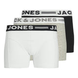 JACK&JONES Jungen Boxershorts, 3er Pack - SENSE TRUNKS, Baumwoll-Stretch, Logobund