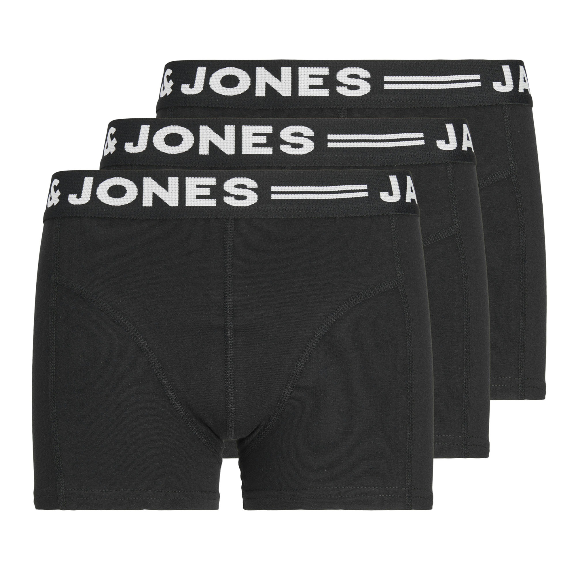JACK & JONES Boy's Boxer Shorts, Pack of 3 - SENSE TRUNKS, Cotton Stretch, Logo Waistband
