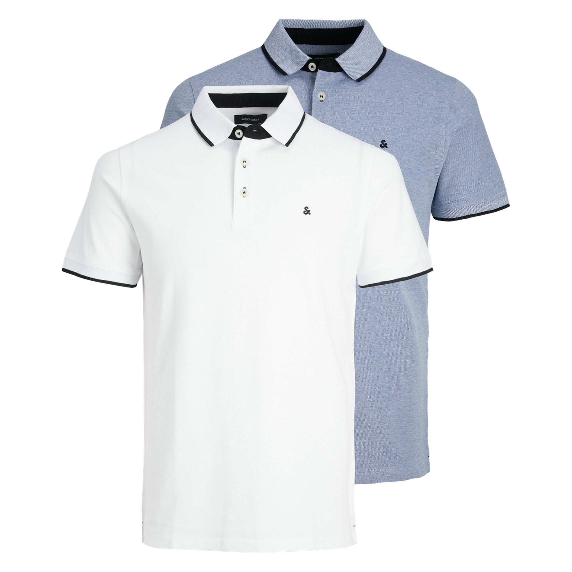 JACK&JONES Herren Poloshirts, 2er Pack - JJEPAULOS POLO 2PK, Kurzarm, einfarbig, Baumwolle