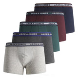 JACK&JONES Jungen Boxershorts, 5er Pack - JACOLIVER TRUNKS, Baumwoll-Stretch, Logobund