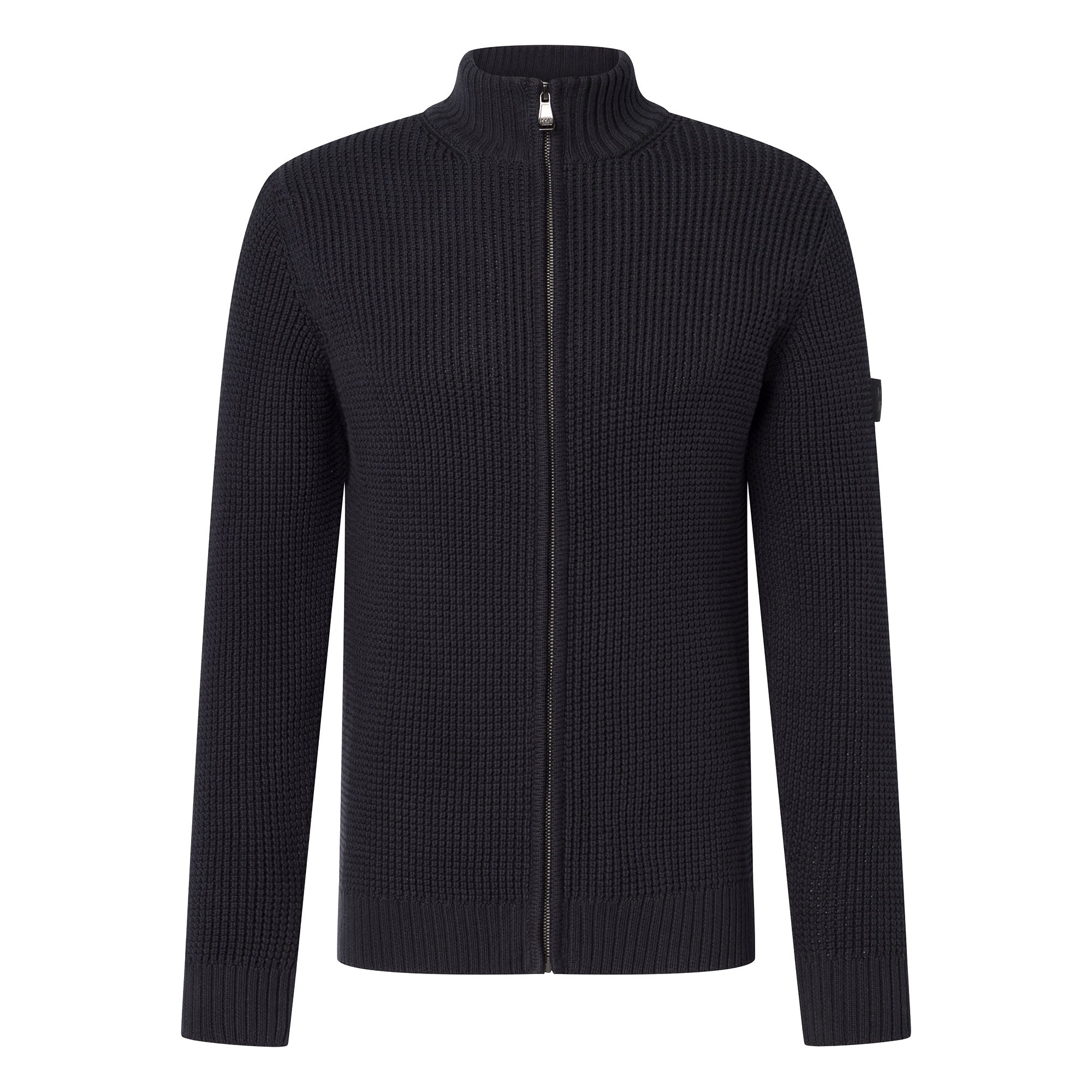 JOOP! JEANS Herren Strickjacke - Hajoros, Baumwolle, Grobstrick, Zipjacke, Stehkragen, Reißverschluss