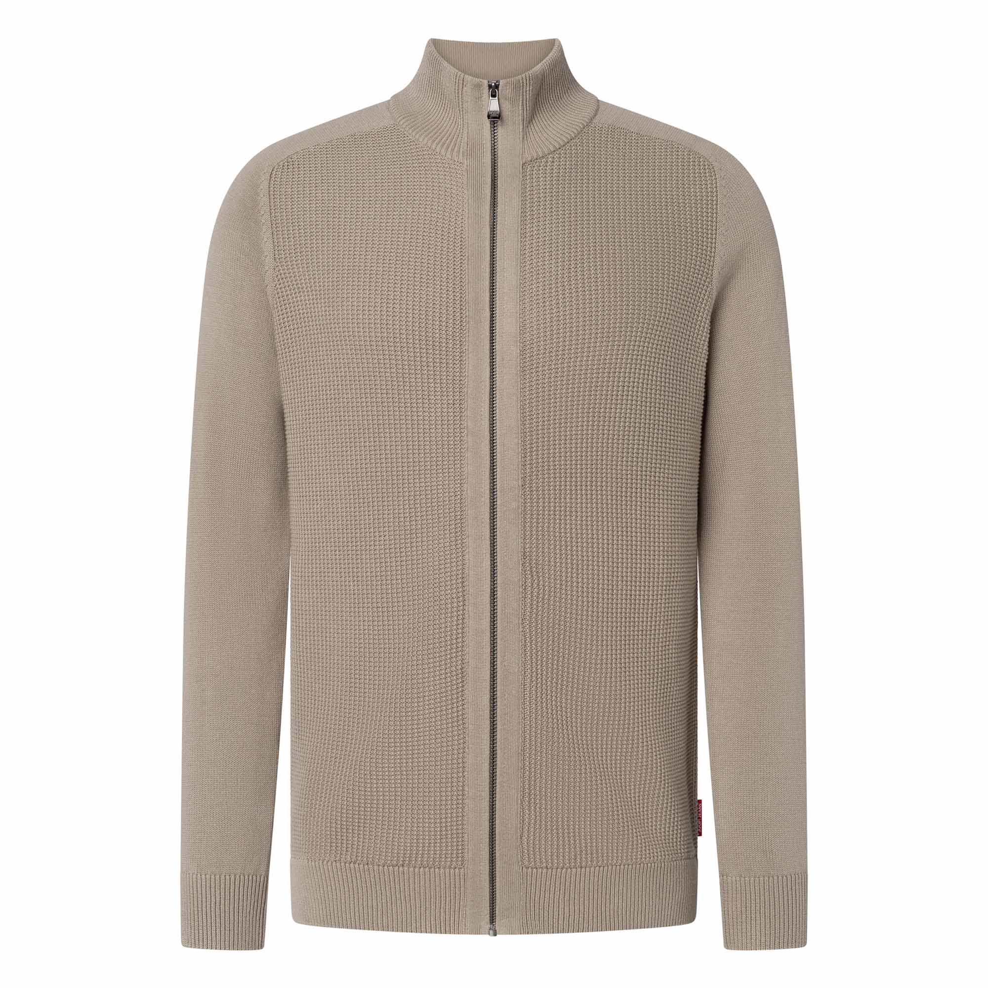 JOOP! JEANS Herren Strickjacke - Olegor, Baumwolle, Grobstrick, Zipjacke, Stehkragen, Reißverschluss