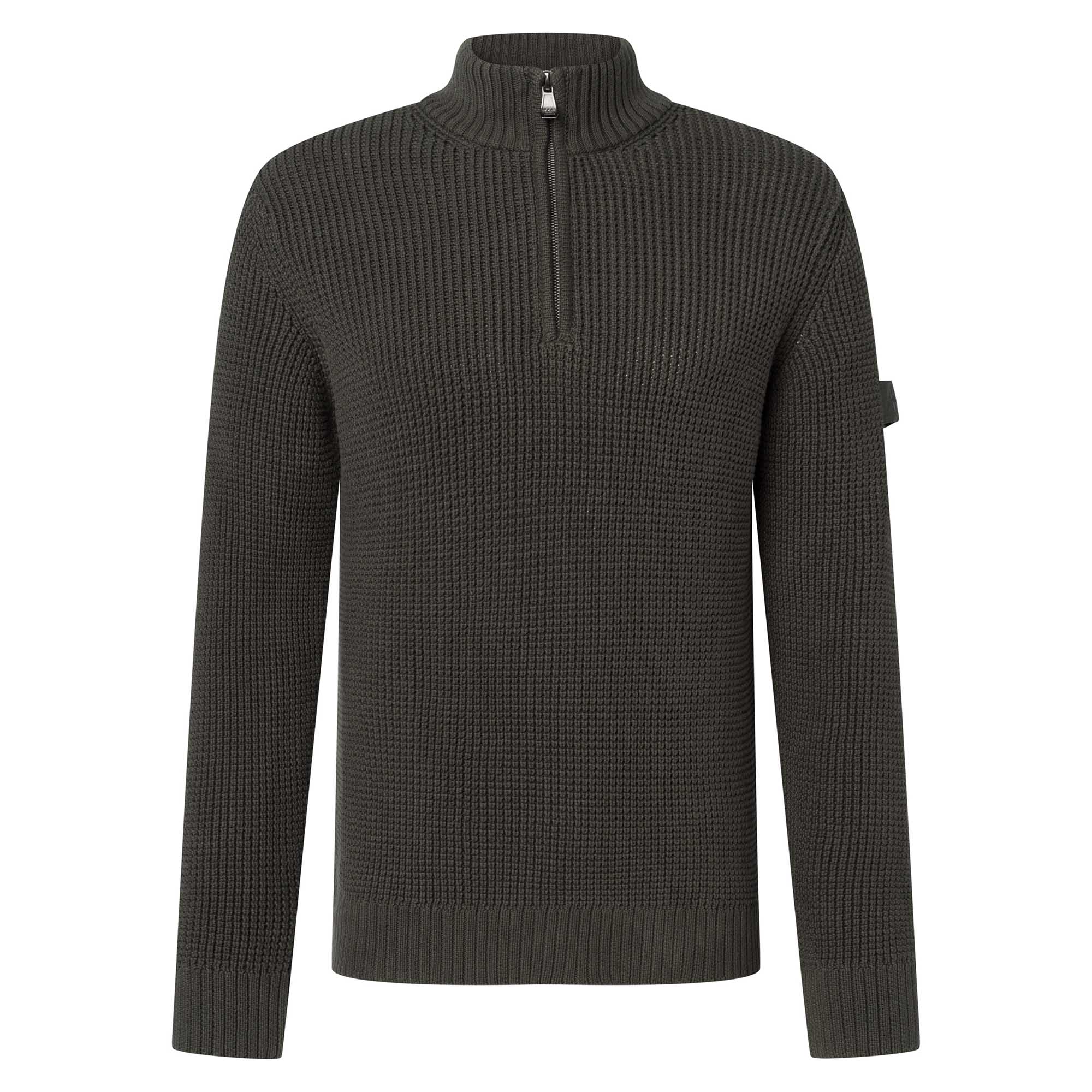 JOOP! JEANS Herren Strickpullover - Henrios, Grobstrick, Baumwolle, Half-Zipkragen, Bündchen, einfarbig