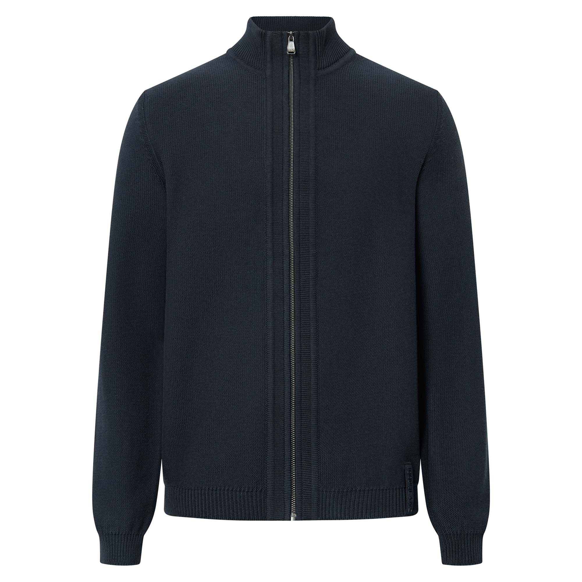 JOOP! JEANS Herren Strickjacke - Paulos, Stehkragen, Zipper, Baumwolle, uni