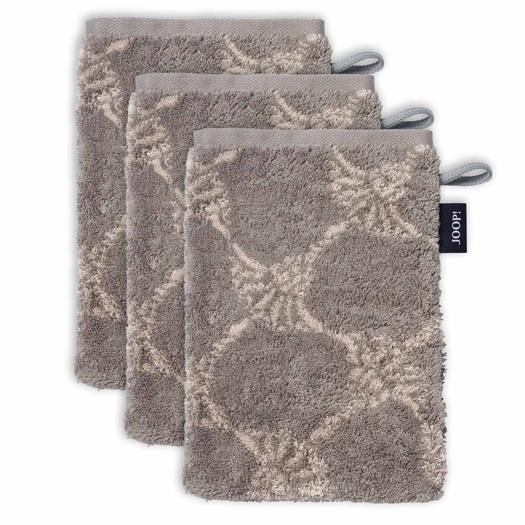 JOOP! Waschlappen, 3er Pack - Waschhandschuh, Doubleface, Walkfrottier