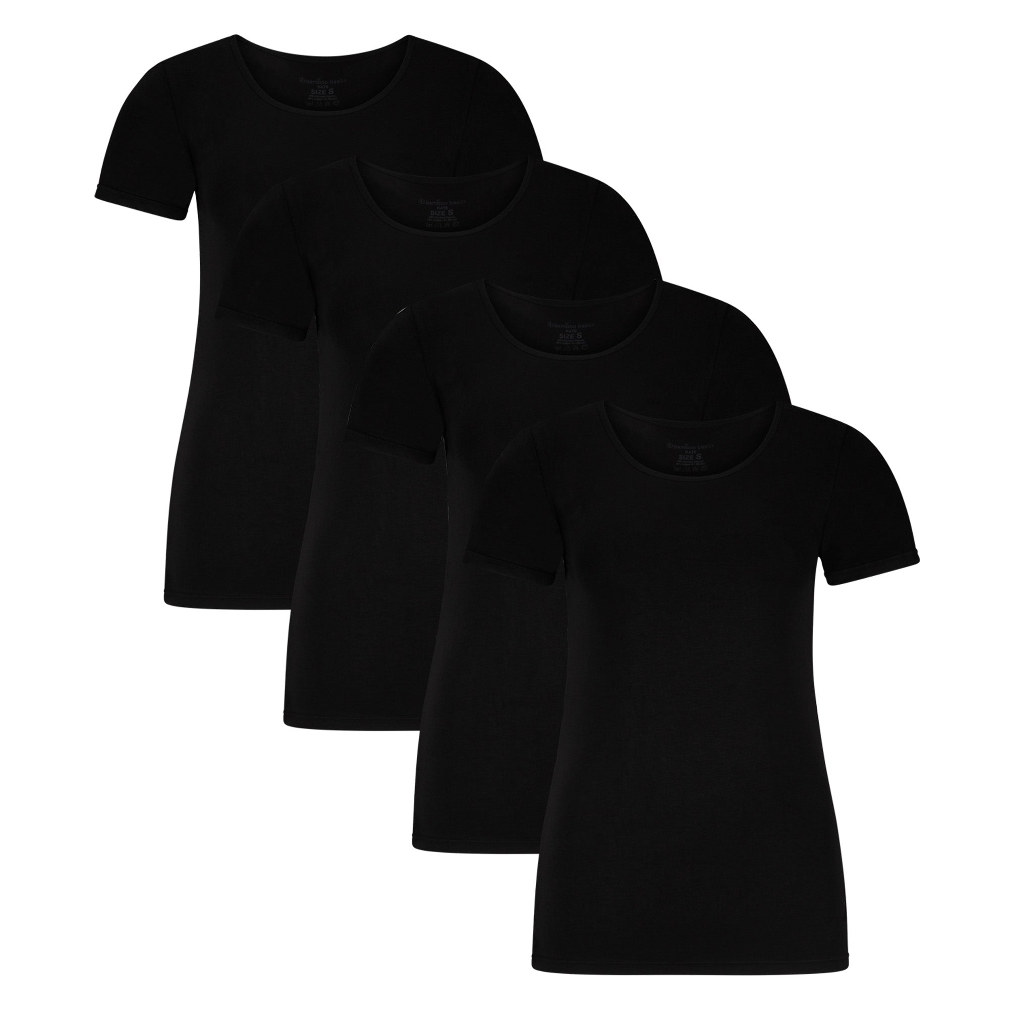 Bamboo basics Damen T-Shirt KATE, 4er Pack - Unterhemd, Rundhals, Single Jersey