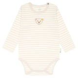 Steiff Baby Body - Romper Suit, Sotton, Bear, Stripes, Logo, long sleeve