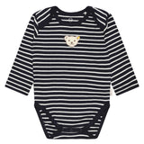 Steiff Baby Body - Romper Suit, Sotton, Bear, Stripes, Logo, long sleeve