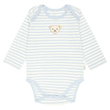 Steiff Baby Body - Romper Suit, Sotton, Bear, Stripes, Logo, long sleeve
