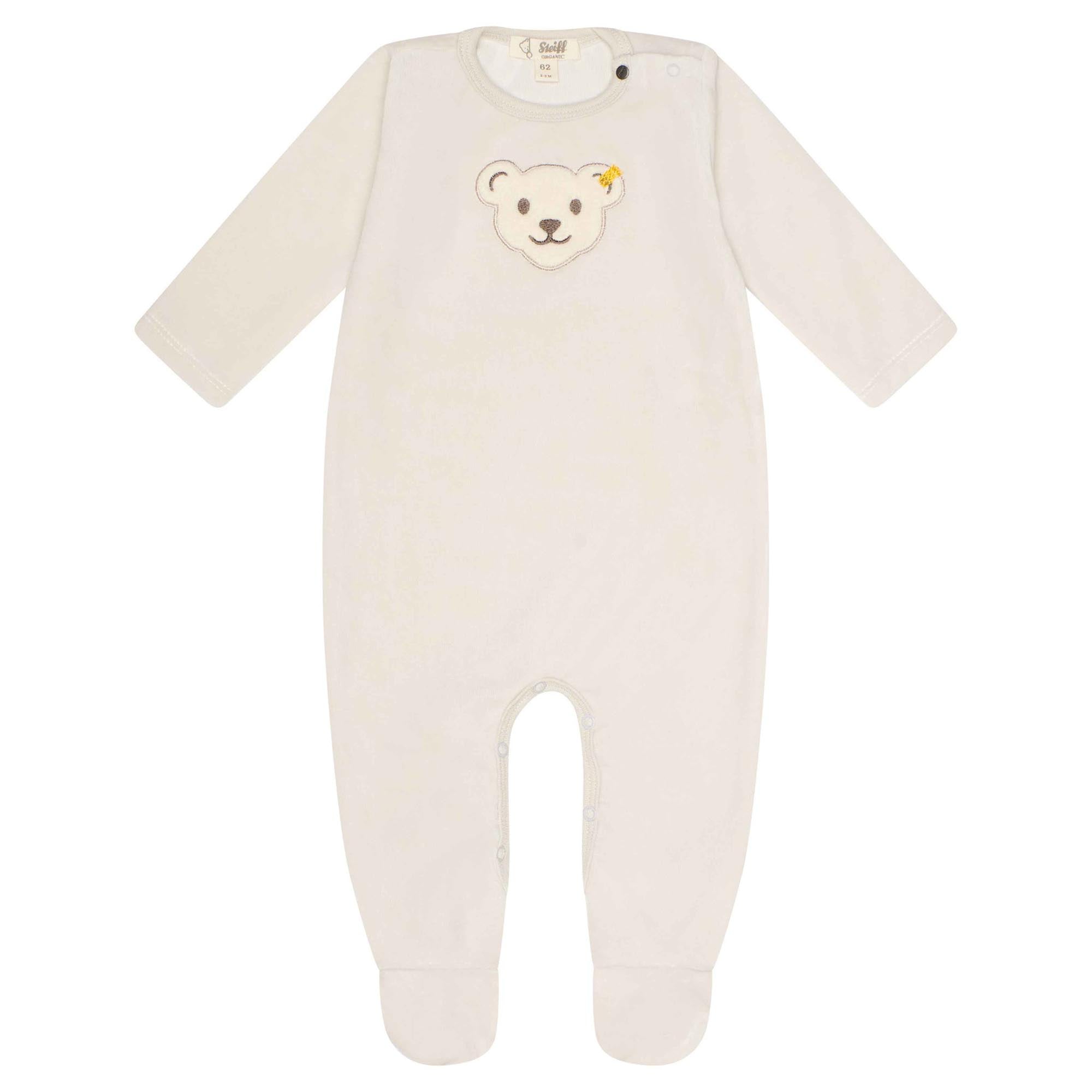 Steiff Baby Strampler - Body, Baumwolle, Bär, Logo, Druckknöpfe, langarm, einfarbig