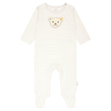 Steiff Baby Romper - One-Piece, Cotton, Bear, Stripes, Press Studs, logo, long sleeve