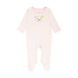Steiff Baby Romper - One-Piece, Cotton, Bear, Stripes, Press Studs, logo, long sleeve