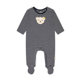 Steiff Baby Romper - One-Piece, Cotton, Bear, Stripes, Press Studs, logo, long sleeve