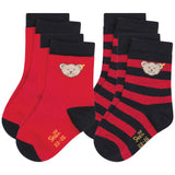 Steiff Kinder Unisex Socken, 4er Pack - Bio-Baumwolle, Teddy-Motiv, uni/gestreift