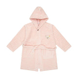 Steiff Children Bathrobe - Swimwear, Cotton, Hood, Pocket, Stripes, Bear