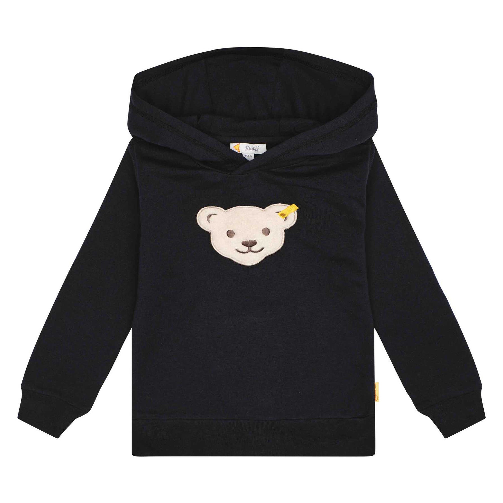 Steiff Kinder Hoodie - Sweatshirt mit Kapuze, Teddy-Applikation, Cotton Stretch