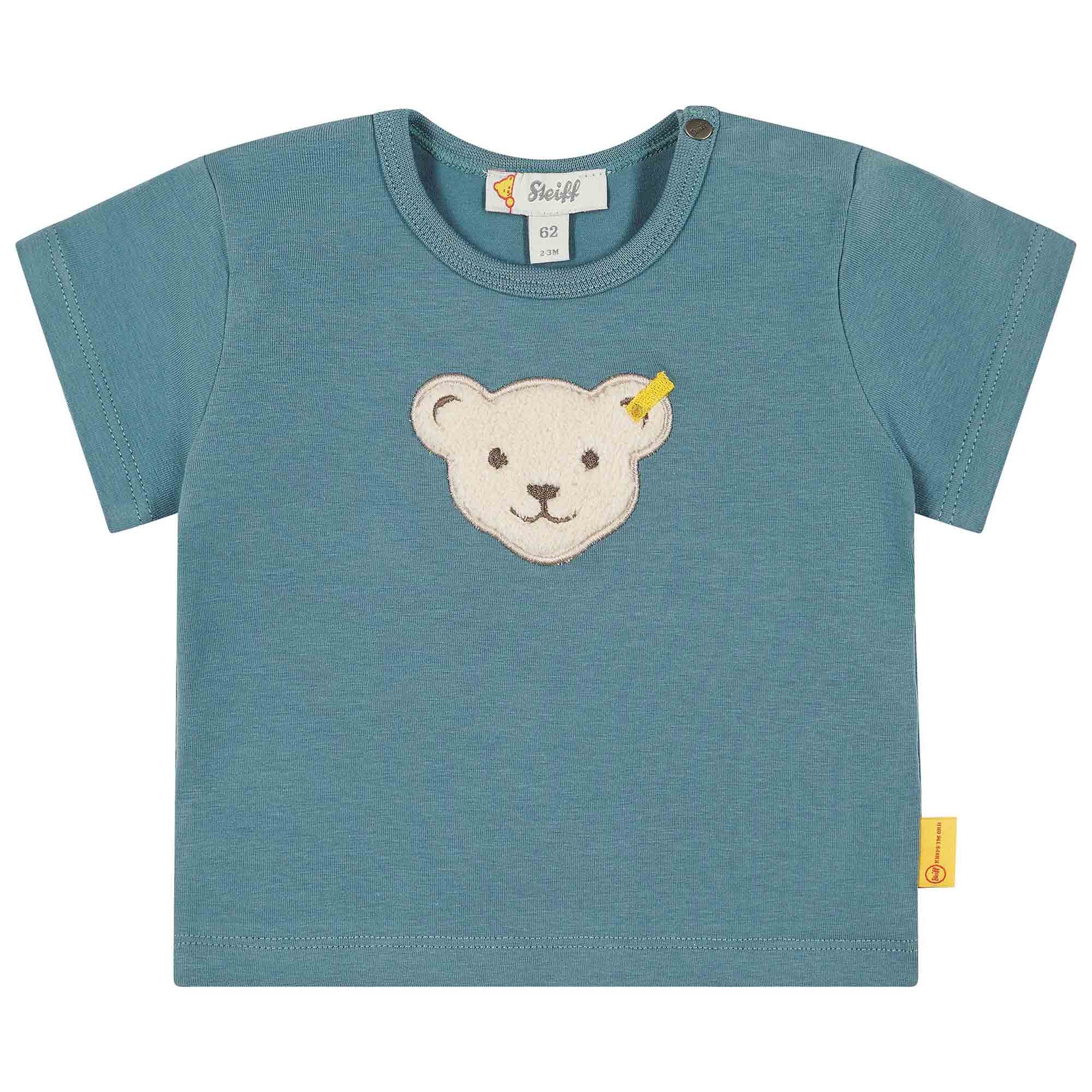 Steiff Baby T-Shirt - Basic, Short Sleeve, Teddy Application, Cotton Stretch, Plain