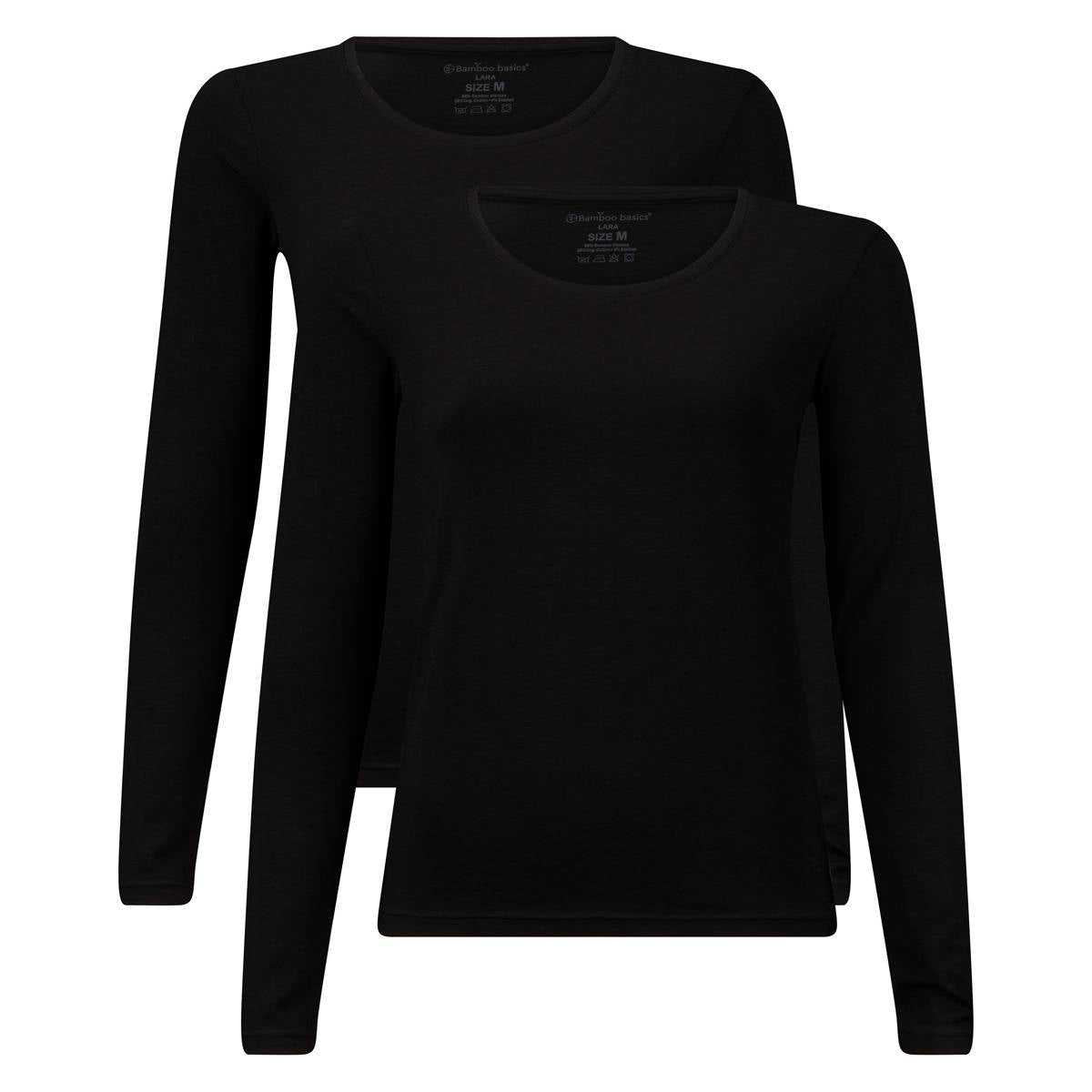 Bamboo basics ladies' T-shirt, 2-pack - LARA Logsleeve, vest, round neck, uni
