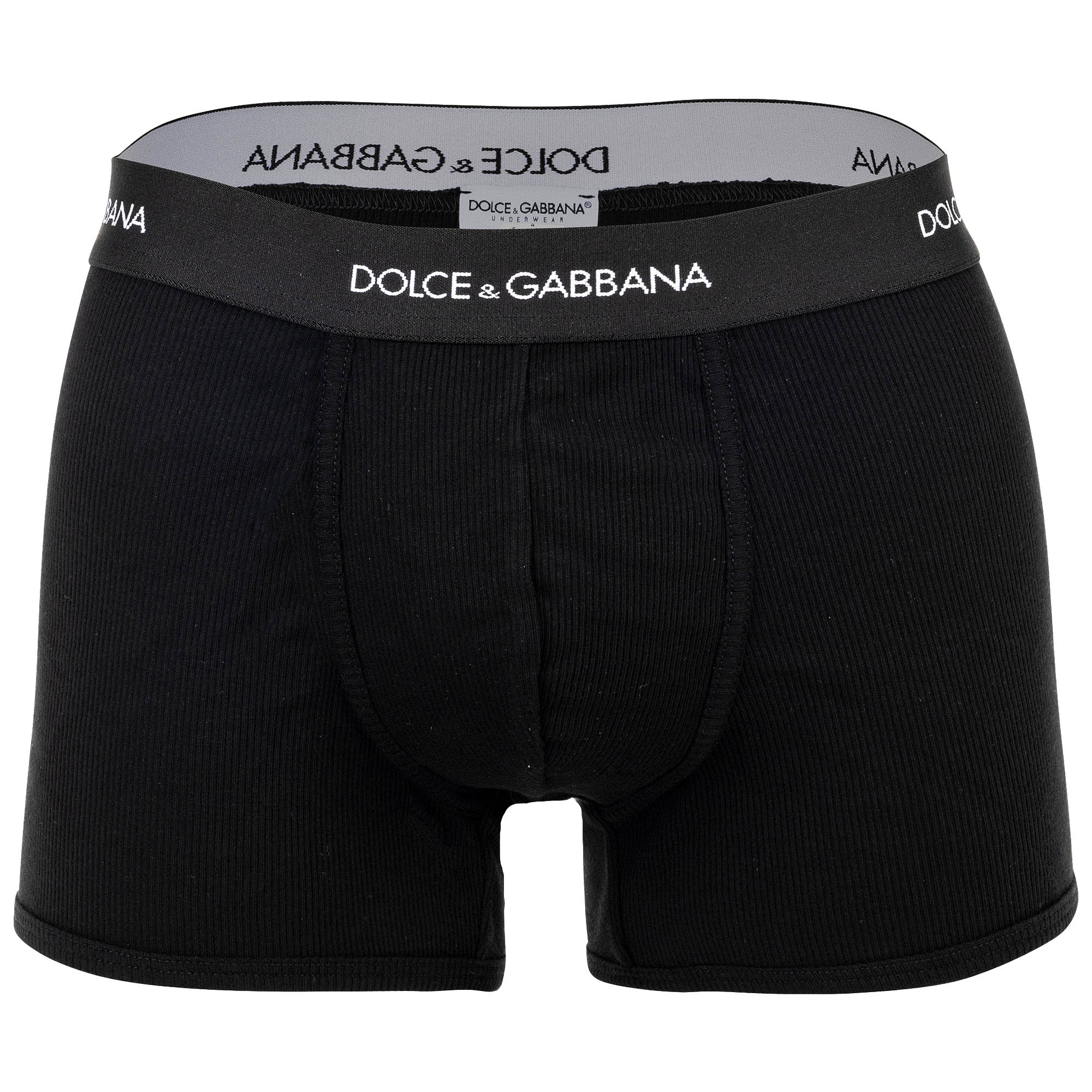 DOLCE & GABBANA Herren Boxershorts - Fine-Rib Regular Boxer, Baumwolle, gerippt, Logobund