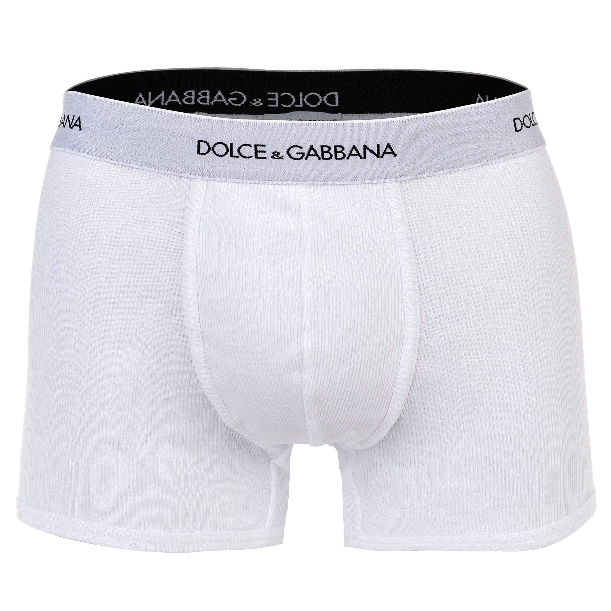 DOLCE & GABBANA Herren Boxershorts - Fine-Rib Regular Boxer, Baumwolle, gerippt, Logobund