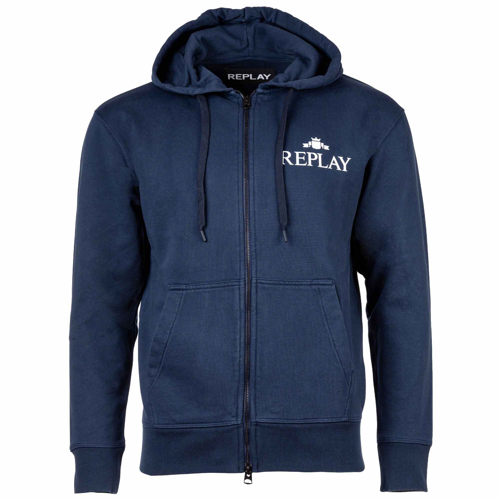 REPLAY Herren Sweatjacke - Zip-Jacke, Kapuze, Logo