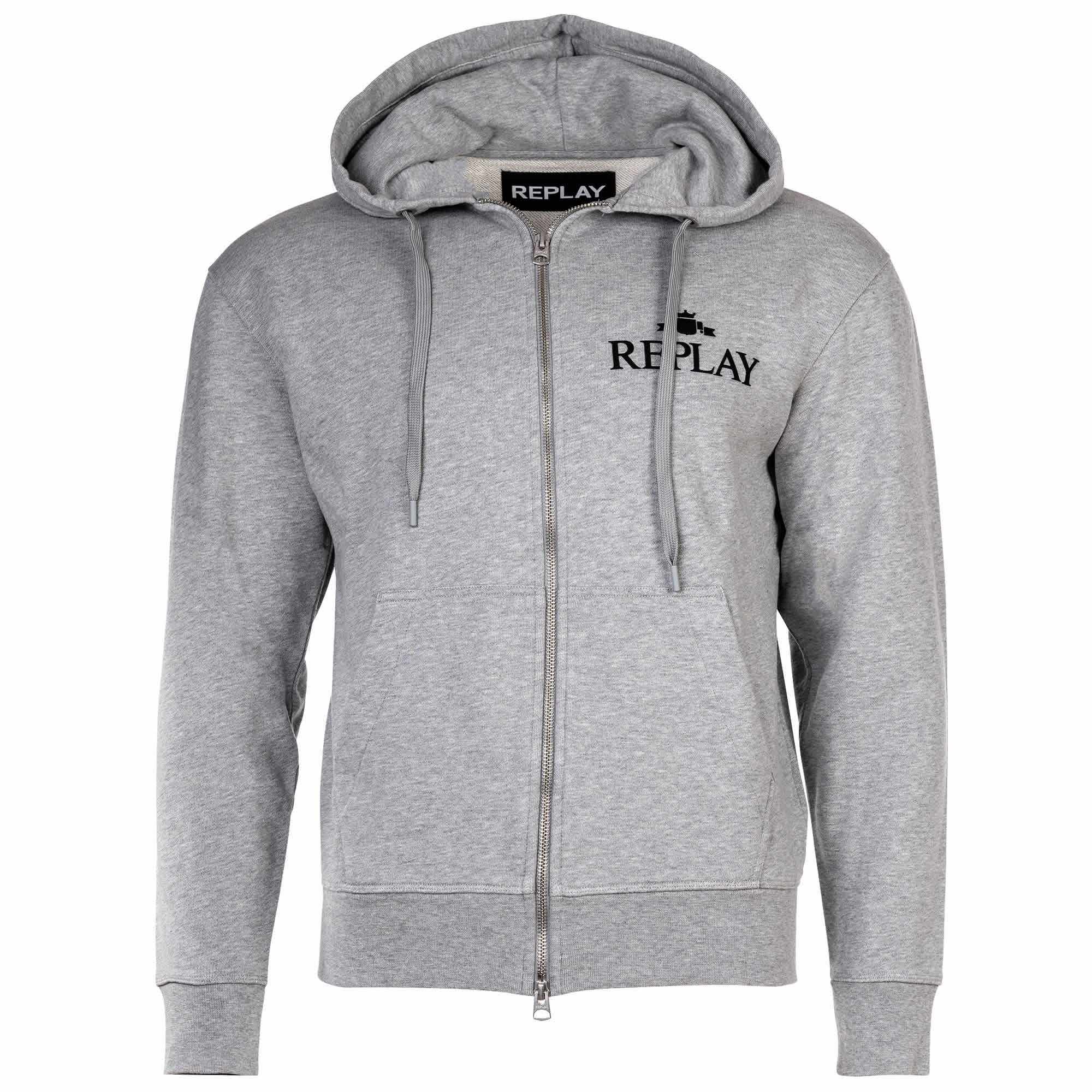 REPLAY Herren Sweatjacke - Zip-Jacke, Kapuze, Logo