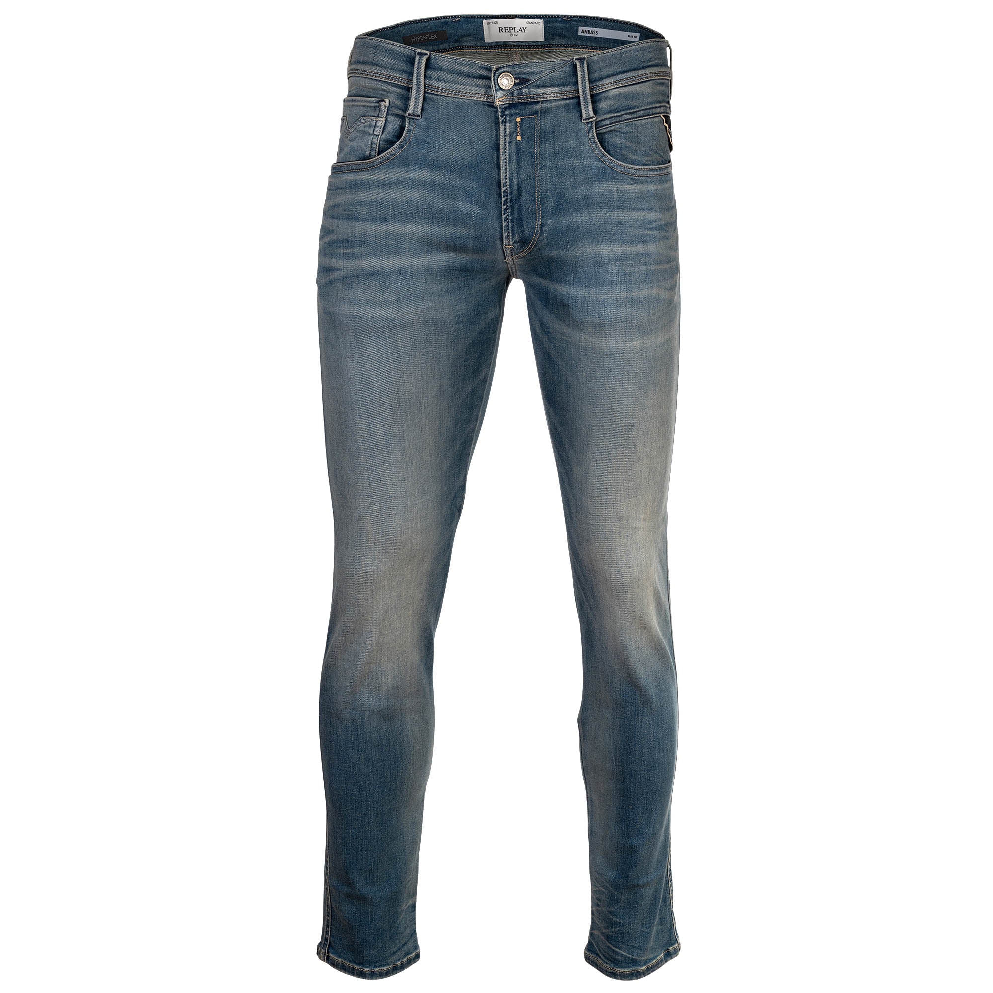 REPLAY Herren Jeans - Hyperflex Stretch ANBASS, Stretch Denim, Länge 32, Slim Fit