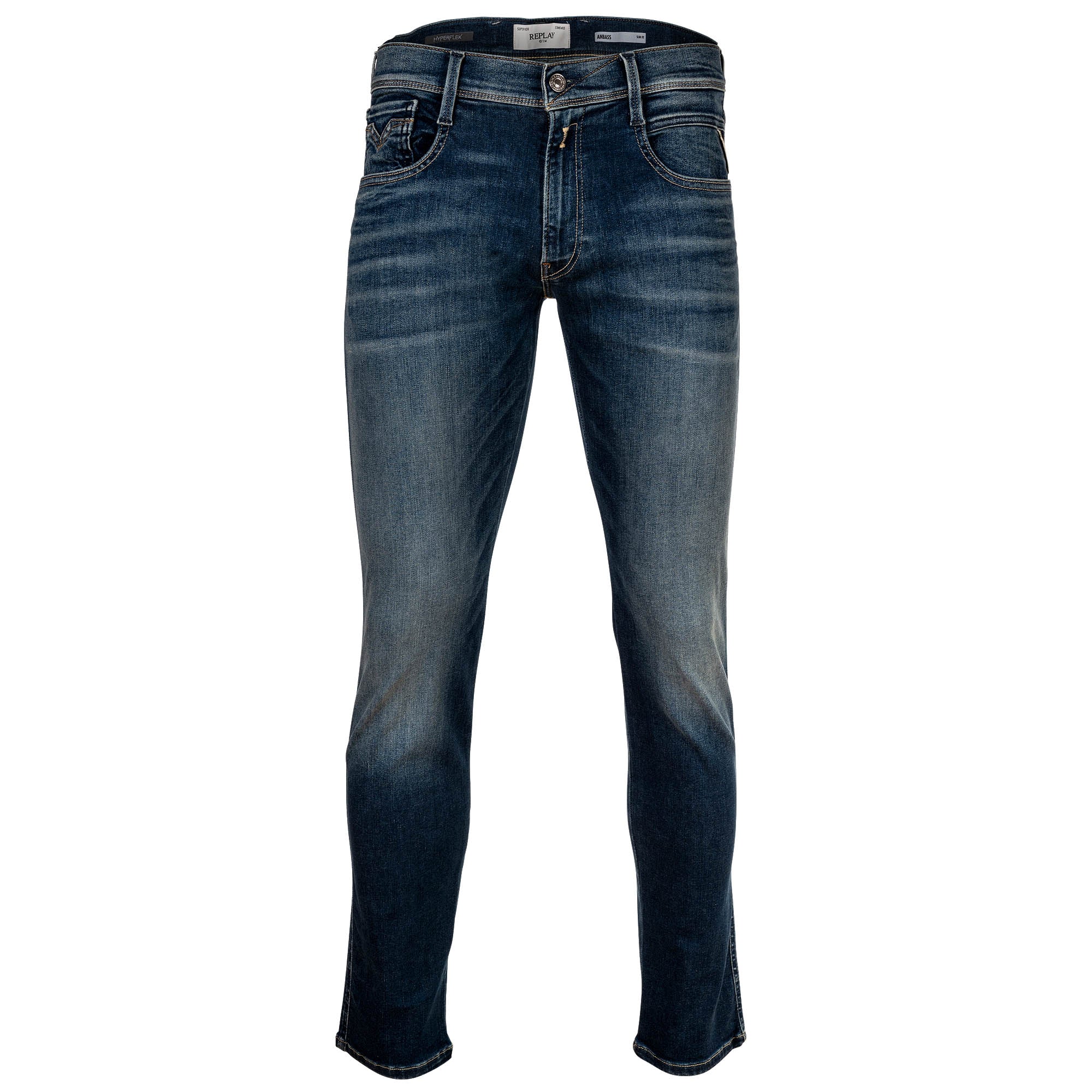REPLAY Herren Jeans - Hyperflex Stretch ANBASS, Stretch Denim, Länge 32, Slim Fit