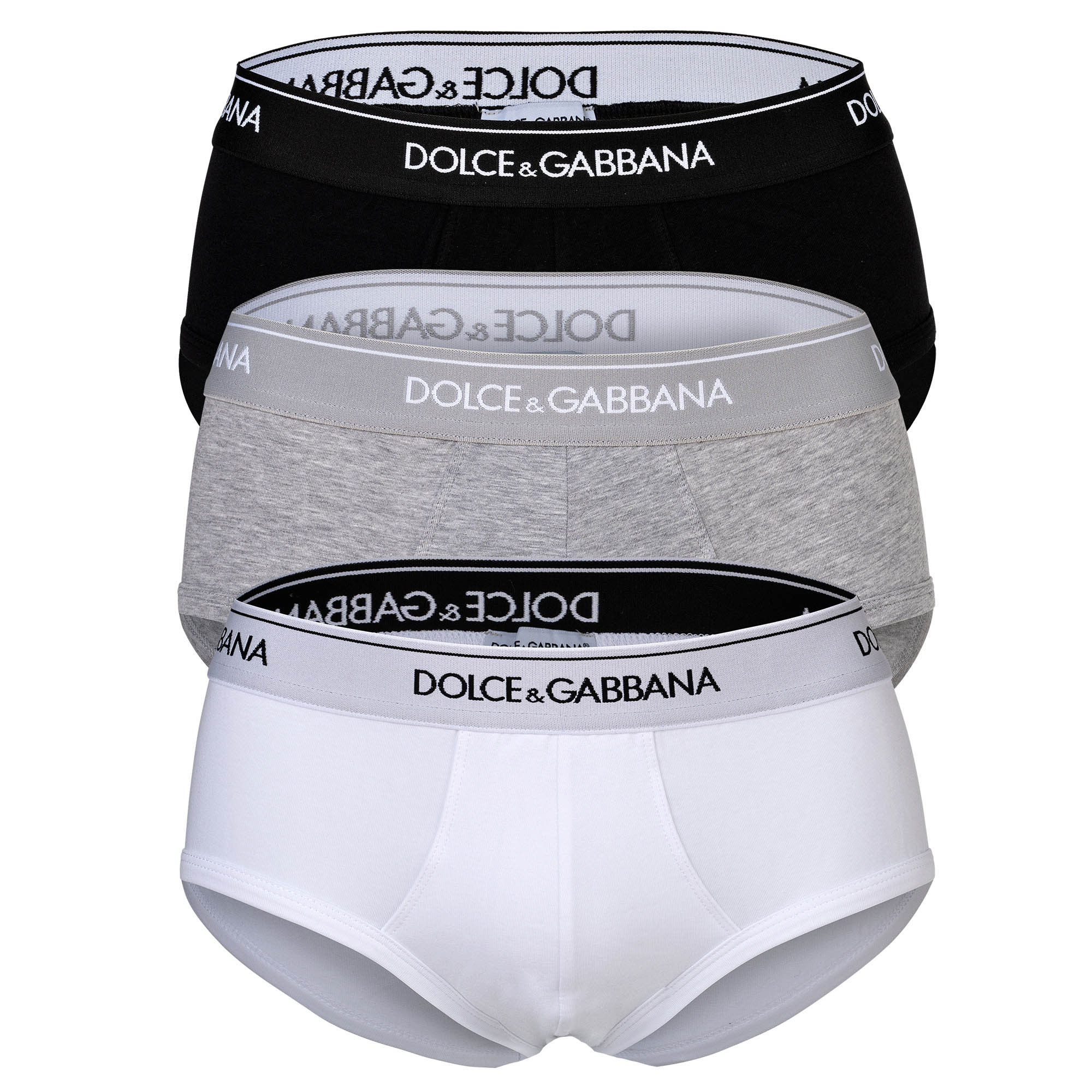DOLCE & GABBANA Herren Slips, 3er Pack - Slip Brando, Stretch Baumwolle