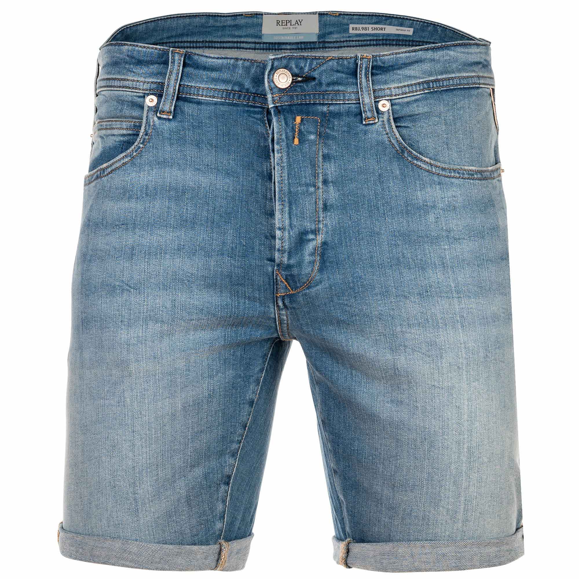 REPLAY Herren Jeansshorts - Super Stretch Denim, Tapered Fit