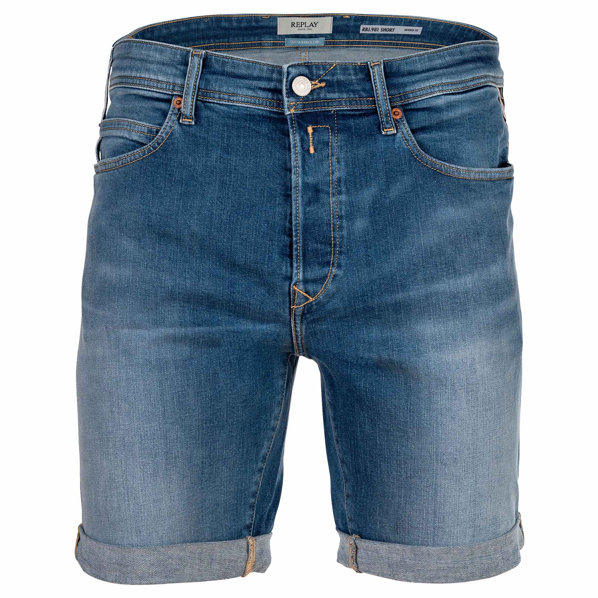 REPLAY Herren Jeansshorts - Super Stretch Denim, Tapered Fit