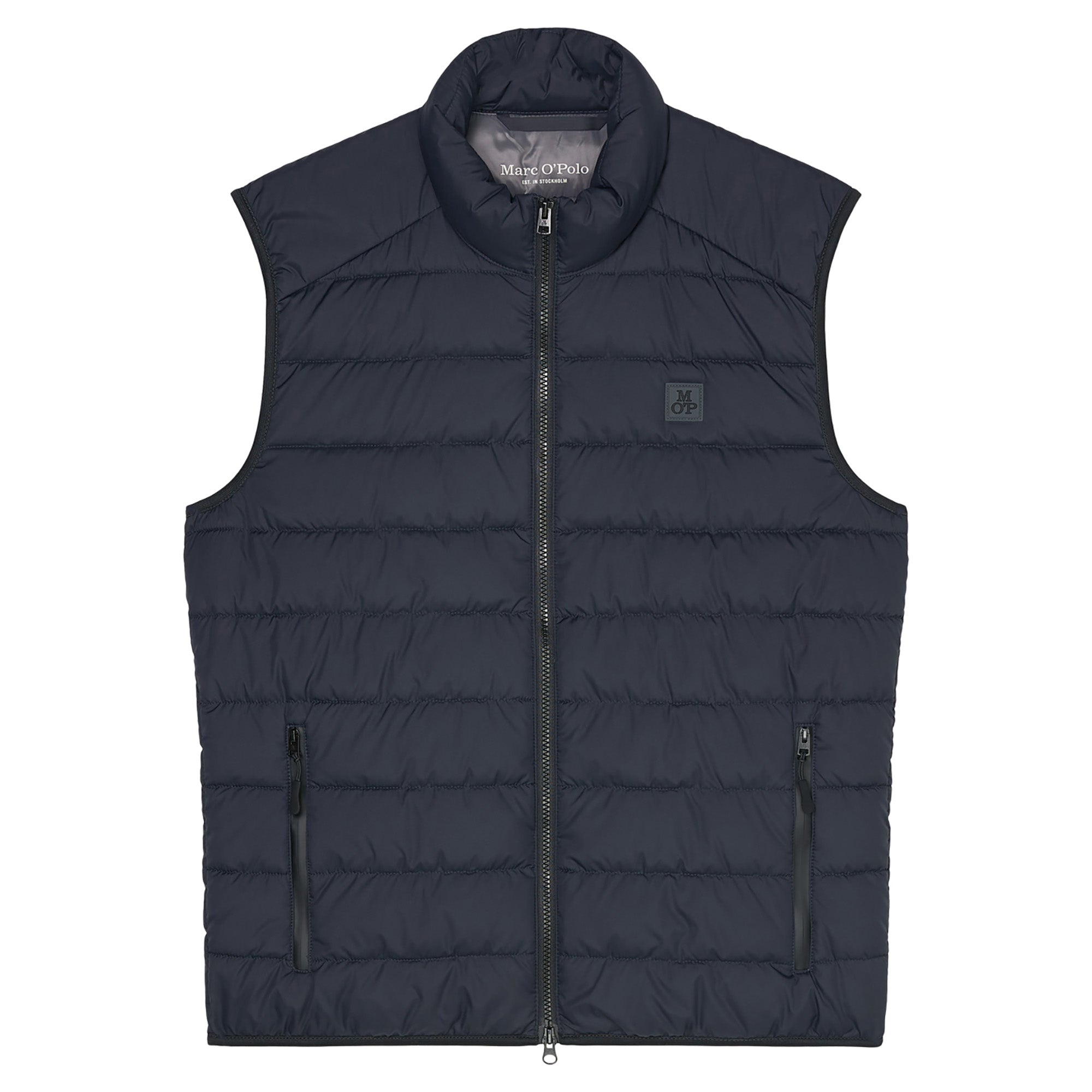 Marc O'Polo Men's Quilted Waistcoat - Woven Outdoor Waistcoat, Stand-up Collar, Zipper, Plain