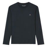 Marc O'Polo Herren Longsleeve - Small-Logo, Shaped Fit, Baumwolle, Logoprint, uni