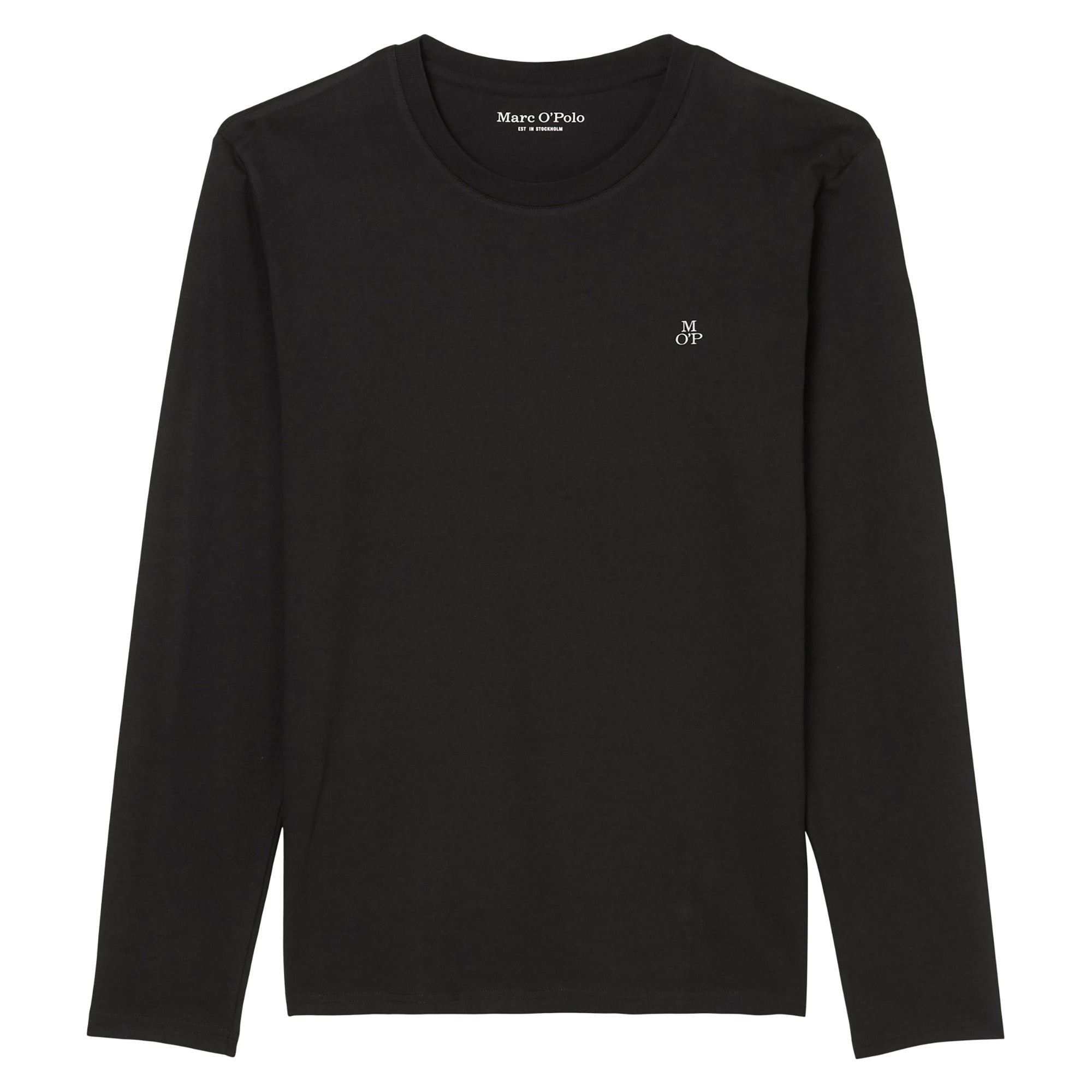 Marc O'Polo Herren Longsleeve - Small-Logo, Shaped Fit, Baumwolle, Logoprint, uni