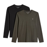 Marc O'Polo Men’s Long-Sleeved Shirt, 2-Pack - Longsleeve, Crew Neck, Organic Cotton, Shaped Fit