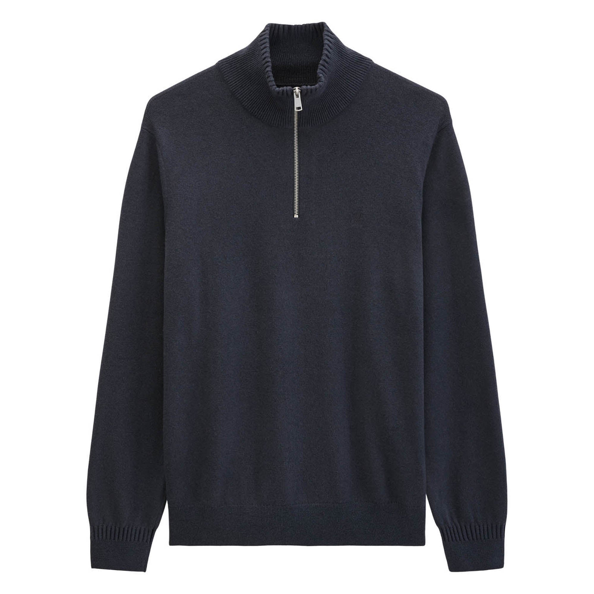 Marc O'Polo Men’s Knit Sweater with Troyer Collar - Knit Pullover, Regular Fit, Cotton-Virgin Wool Blend