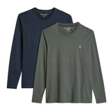 Marc O'Polo Men’s Long-Sleeved Shirt, 2-Pack - Longsleeve, Crew Neck, Organic Cotton, Shaped Fit